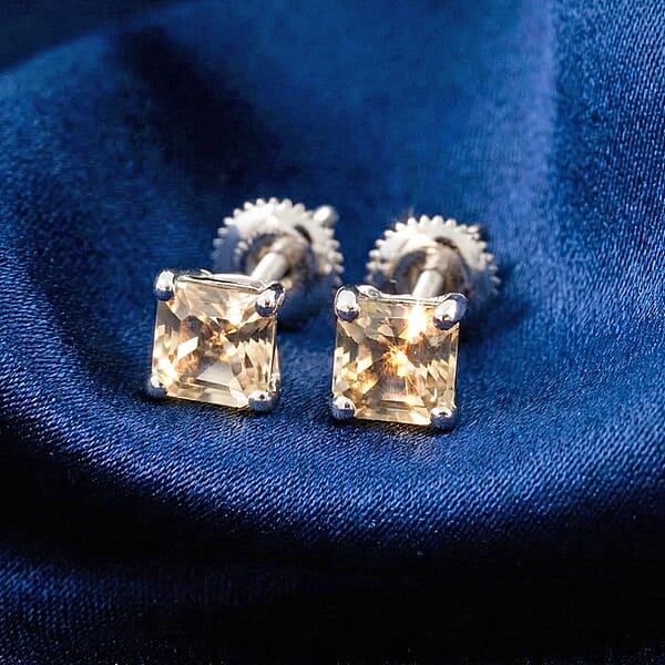 Rhapsody 950 Platinum AAAA Turkizite Solitaire Stud Earrings 1.80 Ctw