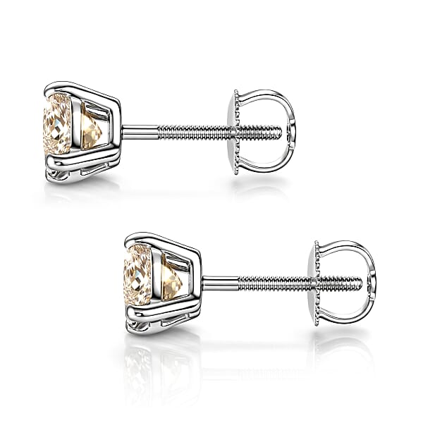 Rhapsody 950 Platinum AAAA Turkizite Solitaire Stud Earrings 1.80 Ctw