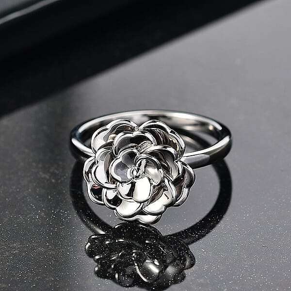 Rhapsody 950 Platinum Camellia Bloom Ring 8.30 Grams