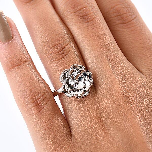 Rhapsody 950 Platinum Camellia Bloom Ring 8.30 Grams