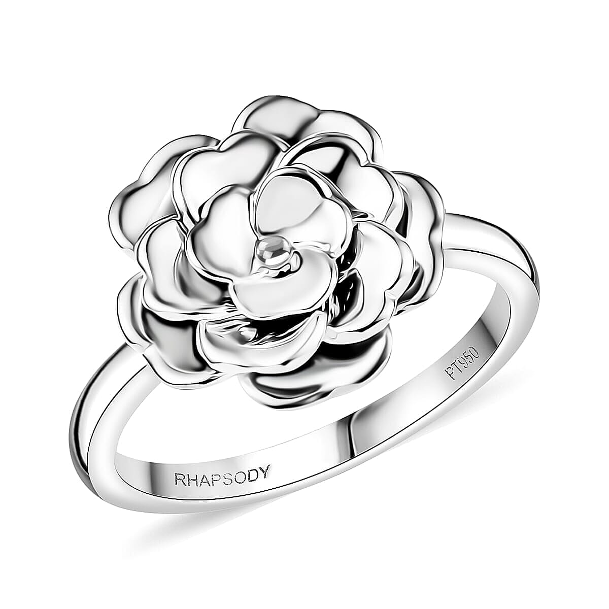 Rhapsody 950 Platinum Camellia Bloom Ring 8.30 Grams