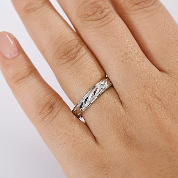 Rhapsody 950 Platinum Diamond-Cut Timeless Harmony Band Ring 5.15 Grams