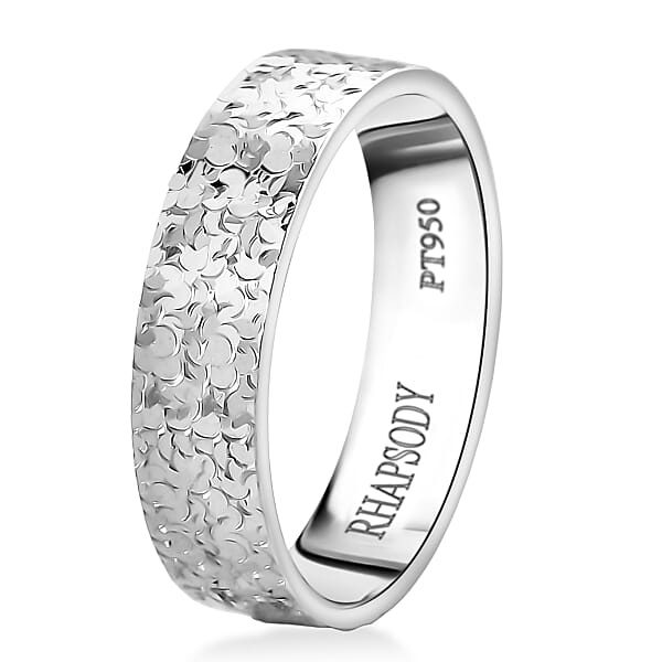 Rhapsody 950 Platinum Hammered Band Ring 5.60 Grams