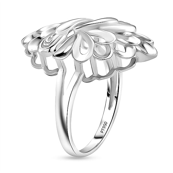 Rhapsody 950 Platinum Peacock Feather Ring 6 Grams