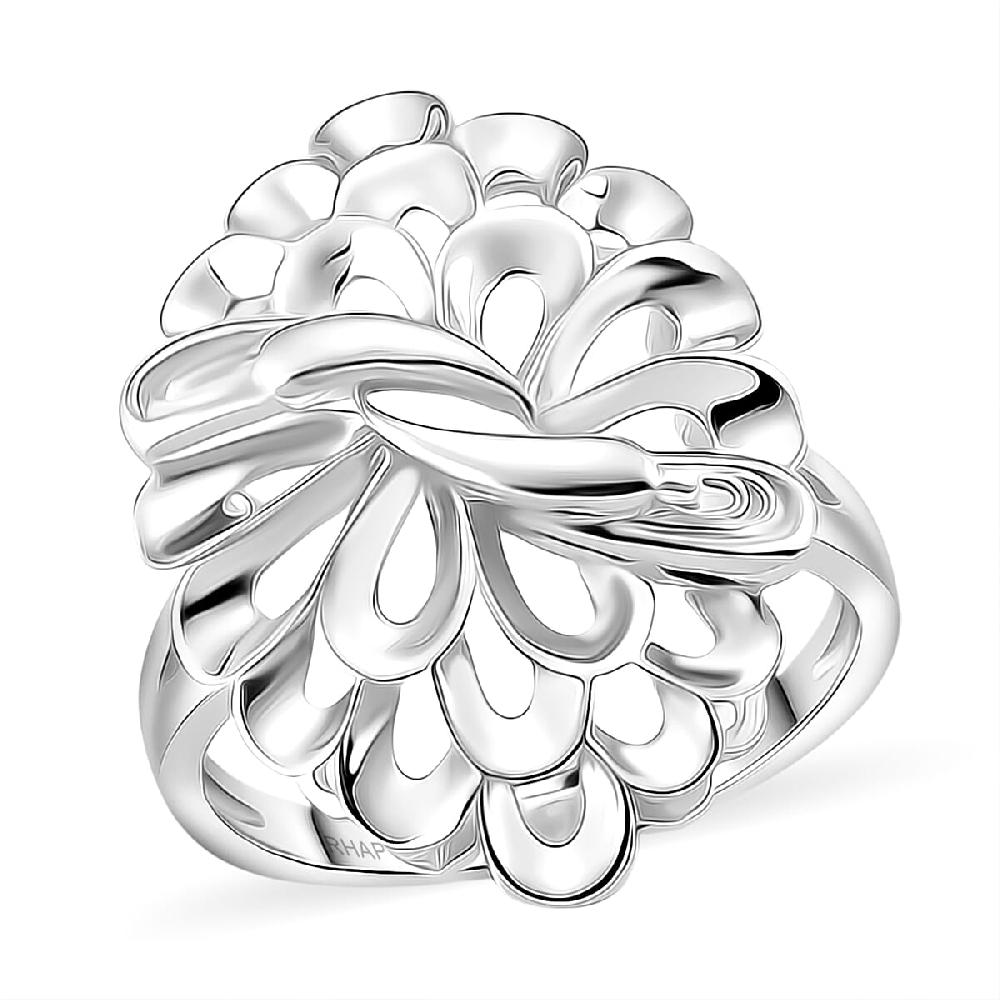 Rhapsody 950 Platinum Peacock Feather Ring 6 Grams