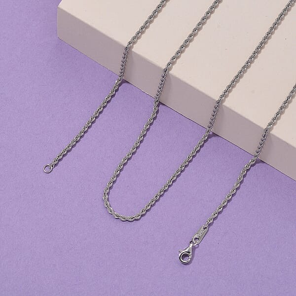 Rhapsody 950 Platinum Rope Chain Necklace (20 Inches) (8.40 Grams)