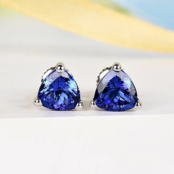 Rhapsody 950 Platinum Tanzanite 2.50 Ctw Earrings Platinum Stud Earrings Tanzanite Solitaire Earrings Solitaire Studs