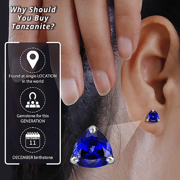 Rhapsody 950 Platinum Tanzanite 2.50 Ctw Earrings Platinum Stud Earrings Tanzanite Solitaire Earrings Solitaire Studs
