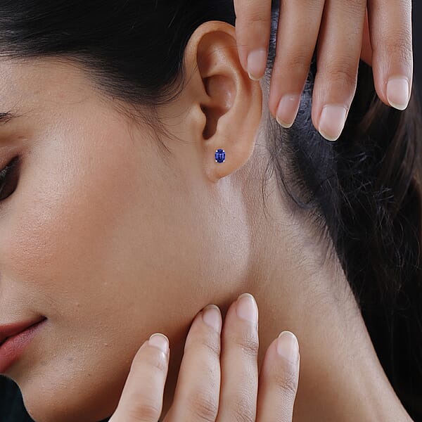 Rhapsody AAAA Blue Ceylon Sapphire 2.00 Ctw Solitaire Stud Earrings In 950 Platinum (Del. In 10-12 Days)