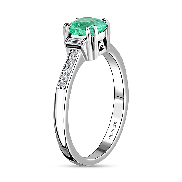 Rhapsody AAAA Boyaca Colombian Emerald And E-F VS Diamond 2.10 Ctw Ring In 950 Platinum 5.15 Grams