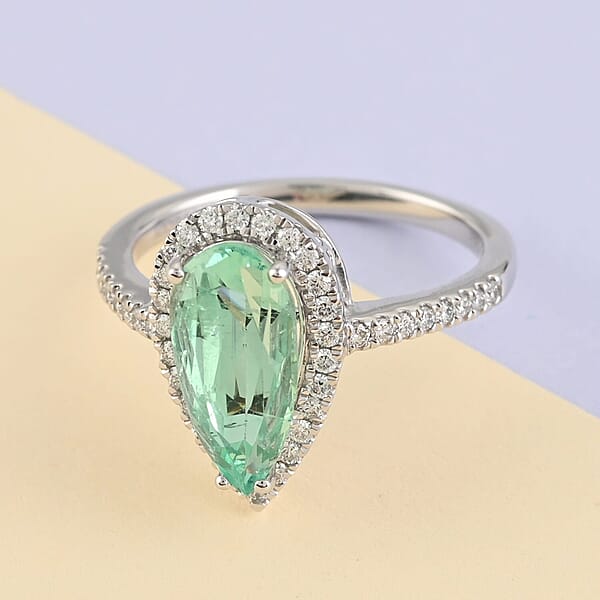 Rhapsody AAAA Boyaca Colombian Emerald And E-F VS Diamond 2.60 Ctw Ring In 950 Platinum 5.45 Grams