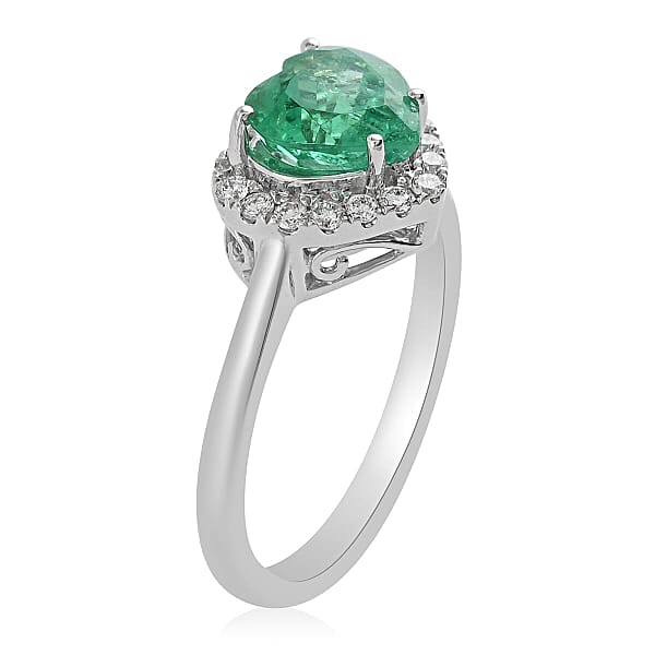 Rhapsody AAAA Boyaca Colombian Emerald And E-F VS Diamond 1.60 Ctw Ring In 950 Platinum 4.80 Grams