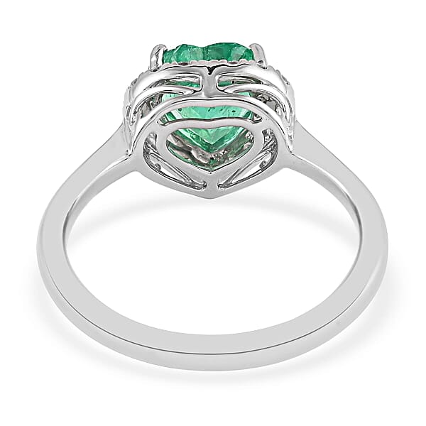 Rhapsody AAAA Boyaca Colombian Emerald And E-F VS Diamond 1.60 Ctw Ring In 950 Platinum 4.80 Grams