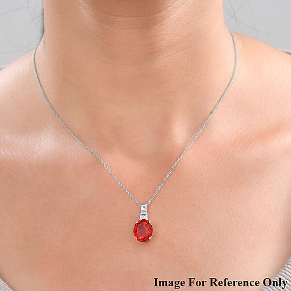 Rhapsody AAAA Crimson Fire Opal And E-F VS2 Diamond 3.33 Ctw Pendant Necklace 20 Inches In 950 Platinum (Del. In 10-12 Days)