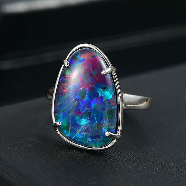 Rhapsody AAAA Elysian Opal Triplet 9.40 Ctw Solitaire Ring In 950 Platinum