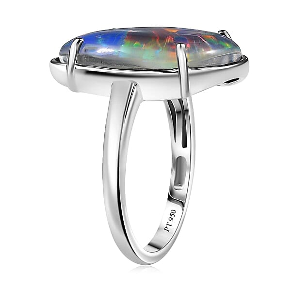 Rhapsody AAAA Elysian Opal Triplet 9.40 Ctw Solitaire Ring In 950 Platinum