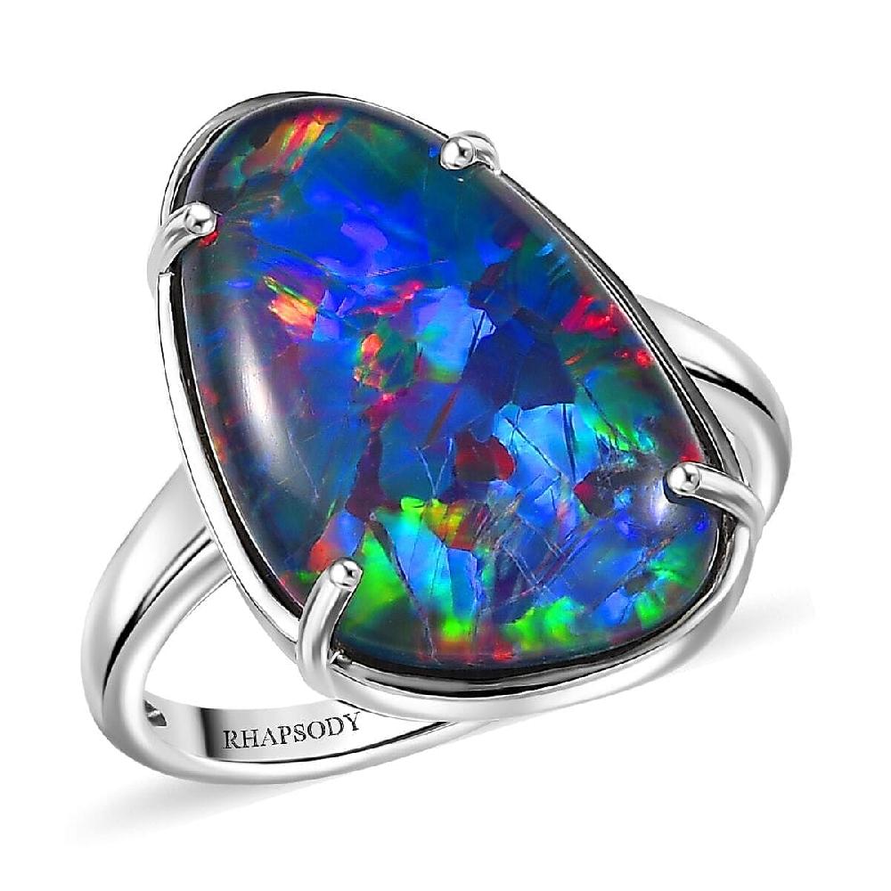 Rhapsody AAAA Elysian Opal Triplet 9.40 ctw Solitaire Ring in 950 Platinum