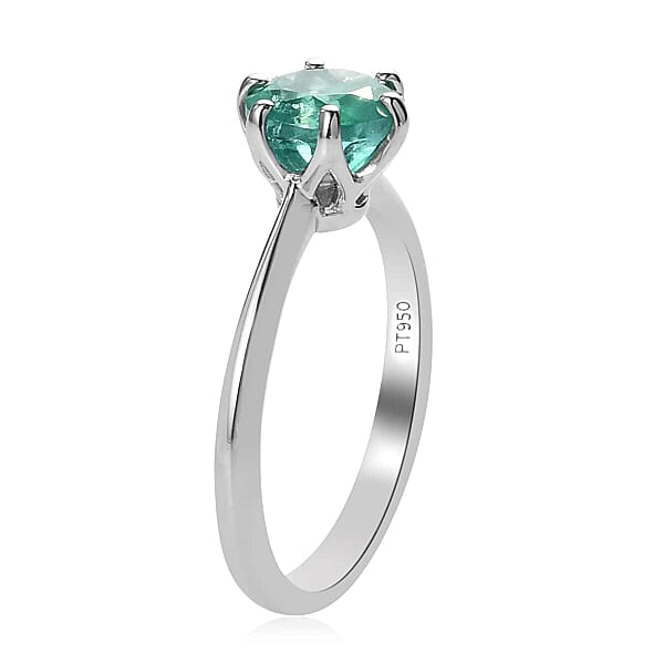 Rhapsody AAAA Kagem Zambian Emerald 1.00 Ctw Solitaire Ring In 950 Platinum 4.40 Grams