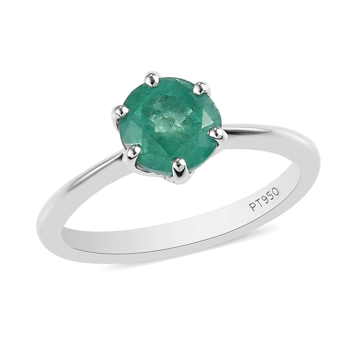 Rhapsody AAAA Kagem Zambian Emerald 1.00 ctw Solitaire Ring in 950 Platinum 4.40 Grams