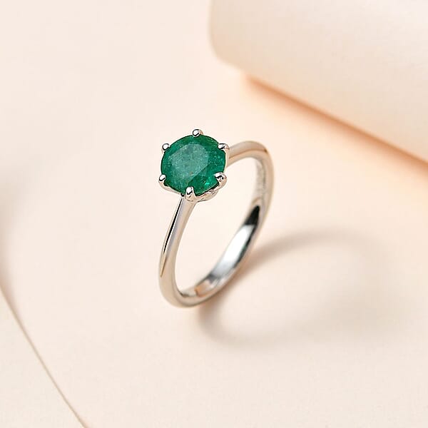 Rhapsody AAAA Kagem Zambian Emerald 1.25 Ctw Solitaire Ring In 950 Platinum 4.25 Grams