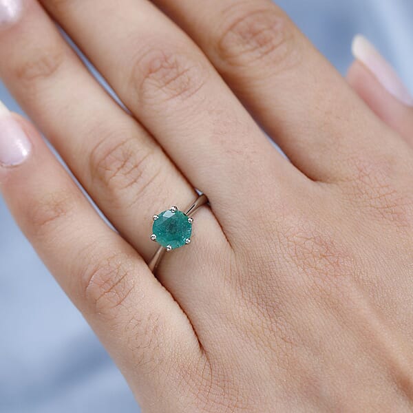 Rhapsody AAAA Kagem Zambian Emerald 1.25 Ctw Solitaire Ring In 950 Platinum 4.25 Grams