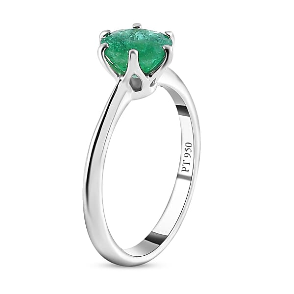Rhapsody AAAA Kagem Zambian Emerald 1.25 Ctw Solitaire Ring In 950 Platinum 4.25 Grams