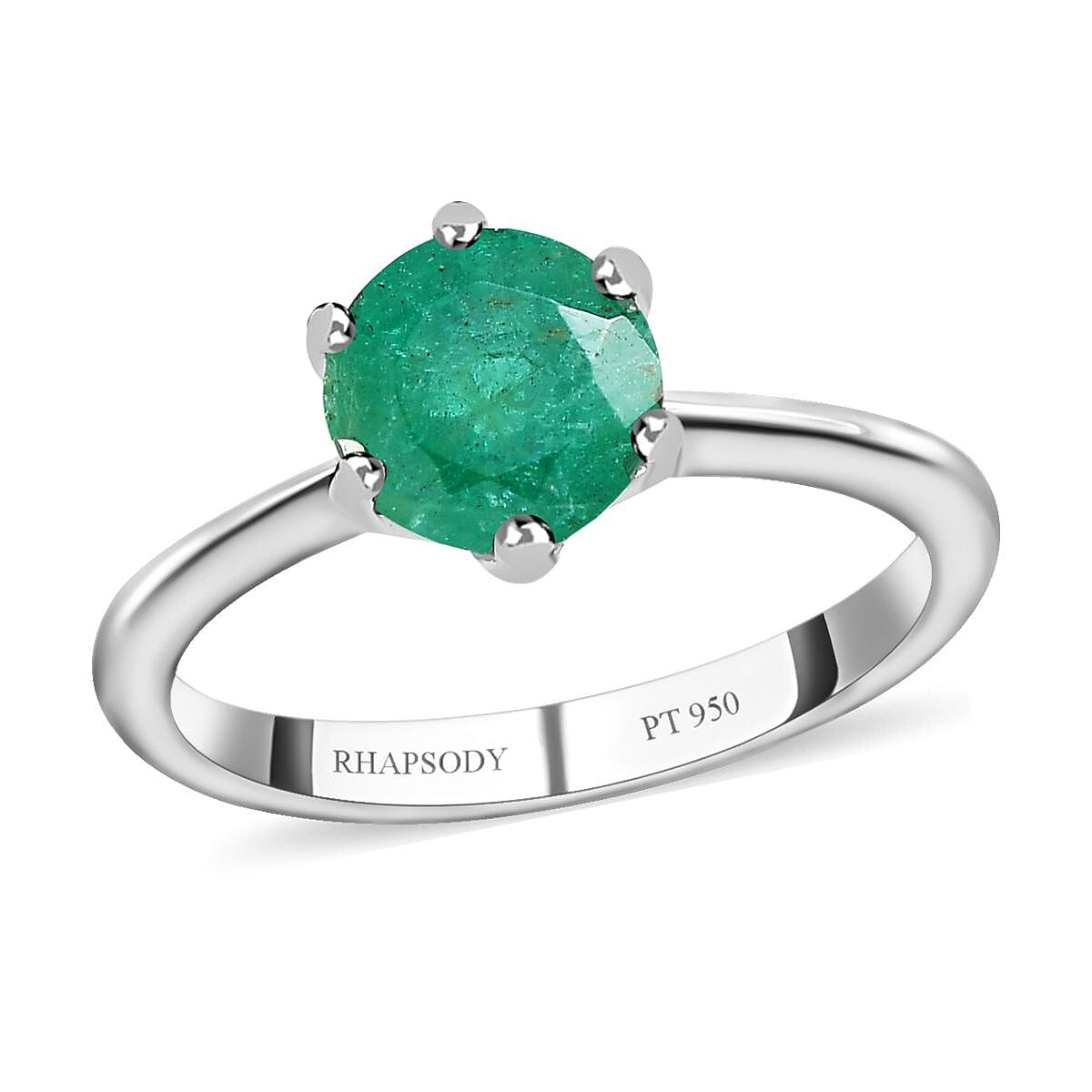 Rhapsody AAAA Kagem Zambian Emerald 1.25 ctw Solitaire Ring in 950 Platinum 4.25 Grams