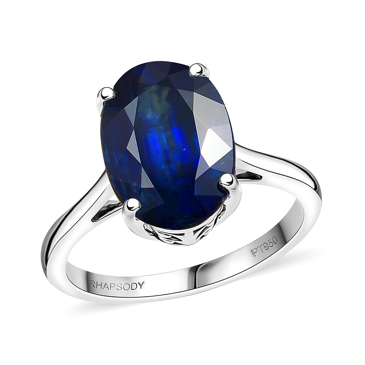 Rhapsody AAAA Kashmir Kyanite 8.25 ctw Blue Nova Ring in 950 Platinum