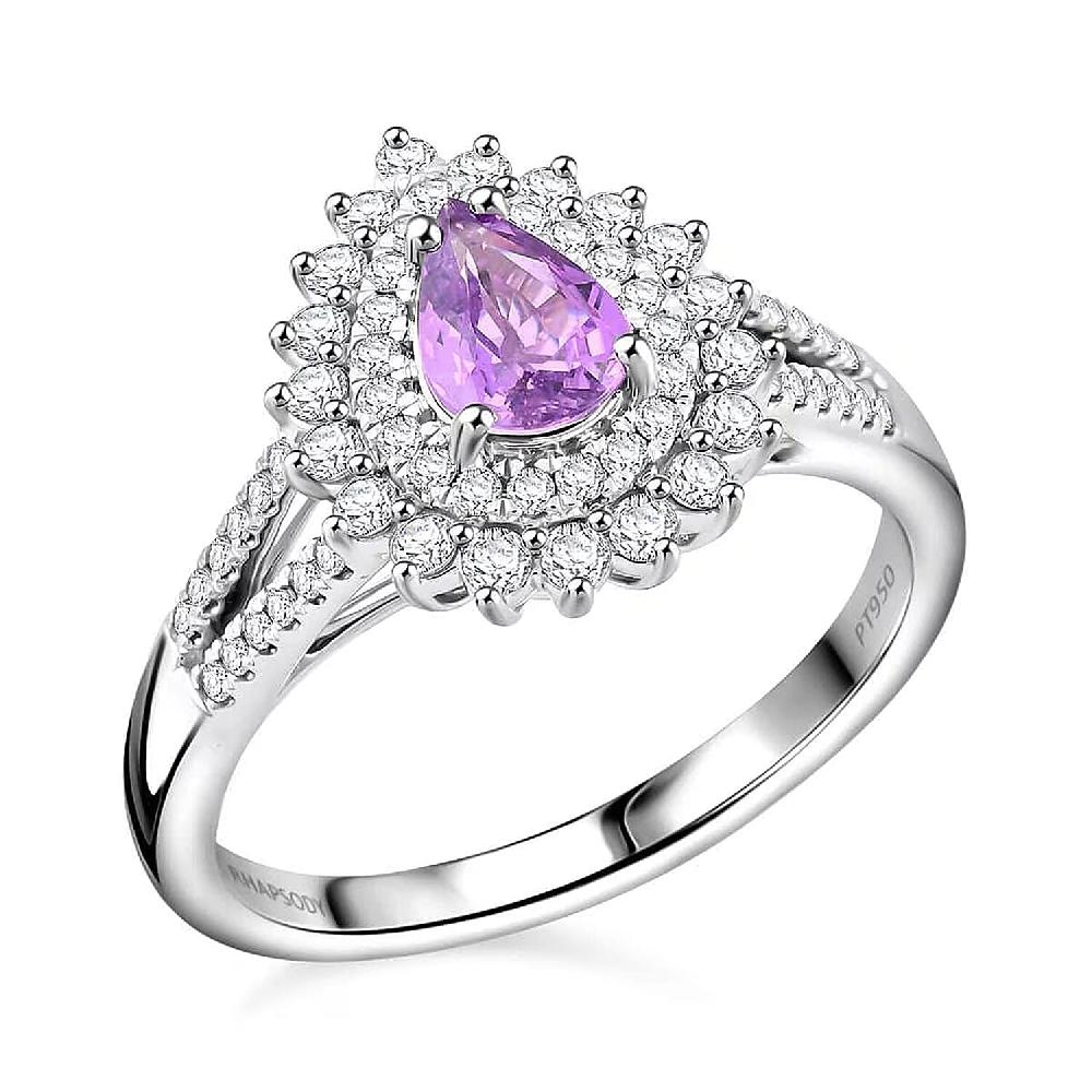 Rhapsody AAAA Madagascar Purple Sapphire and E-F VS Diamond 1.26 ctw Ring in 950 Platinum 7.25 Grams