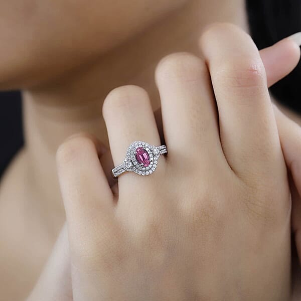 Rhapsody AAAA Mahenge Spinel And E-F VS Diamond 1.15 Ctw Ring In 950 Platinum 6.65 Grams