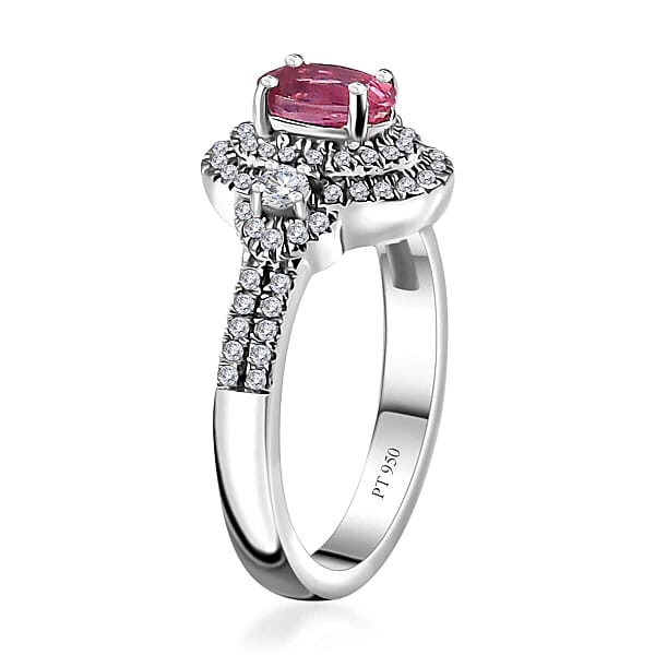 Rhapsody AAAA Mahenge Spinel And E-F VS Diamond 1.15 Ctw Ring In 950 Platinum 6.65 Grams