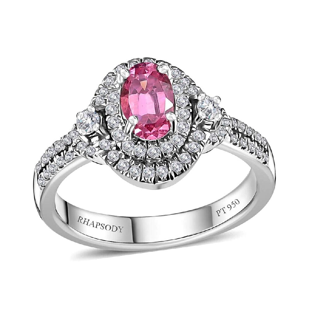 Rhapsody AAAA Mahenge Spinel and E-F VS Diamond 1.15 ctw Ring in 950 Platinum 6.65 Grams
