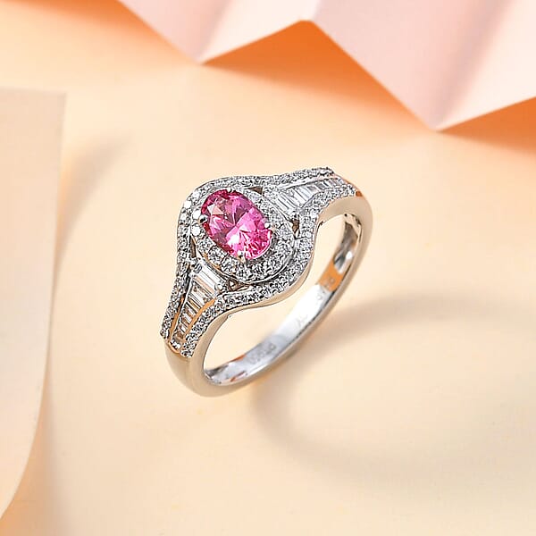 Rhapsody AAAA Mahenge Spinel And E-F VS2 Diamond 1.20 Ctw Ring In 950 Platinum 6.10 Grams