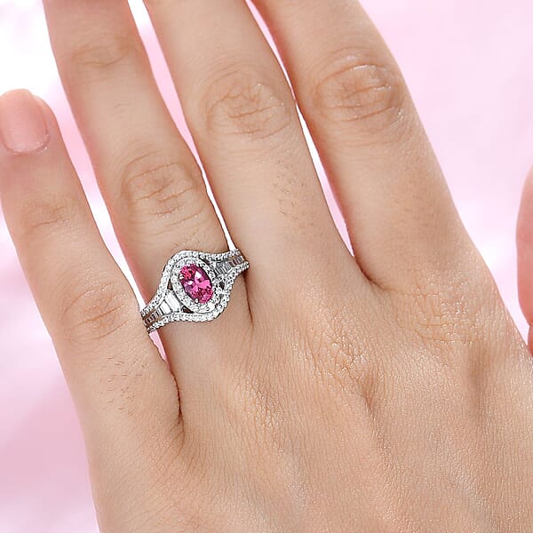 Rhapsody AAAA Mahenge Spinel And E-F VS2 Diamond 1.20 Ctw Ring In 950 Platinum 6.10 Grams