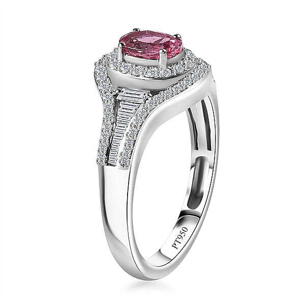 Rhapsody AAAA Mahenge Spinel And E-F VS2 Diamond 1.20 Ctw Ring In 950 Platinum 6.10 Grams