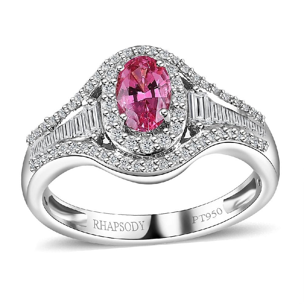 Rhapsody AAAA Mahenge Spinel and E-F VS2 Diamond 1.20 ctw Ring in 950 Platinum 6.10 Grams