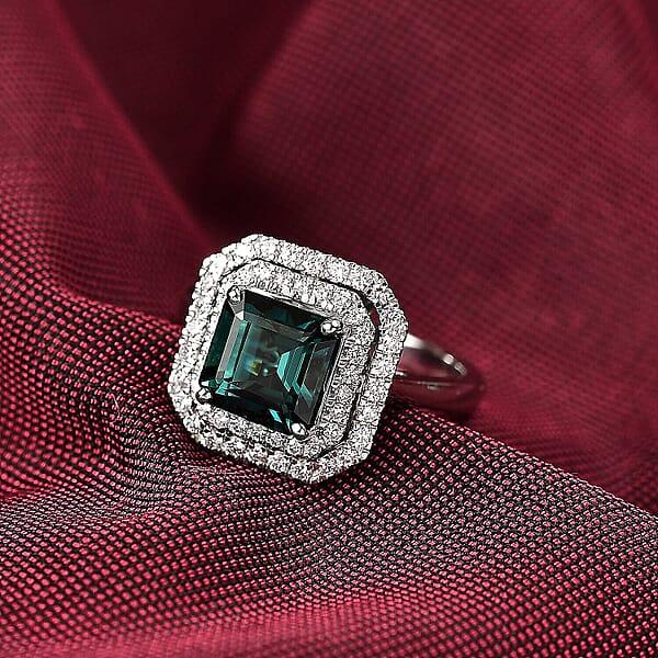Rhapsody AAAA Monte Belo Indicolite And E-F VS Diamond 3.85 Ctw Ring In 950 Platinum 7.22 Grams