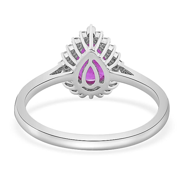 Rhapsody AAAA Montepuez Ruby Diamond Halo Ring In 950 Platinum 2.05 Ctw