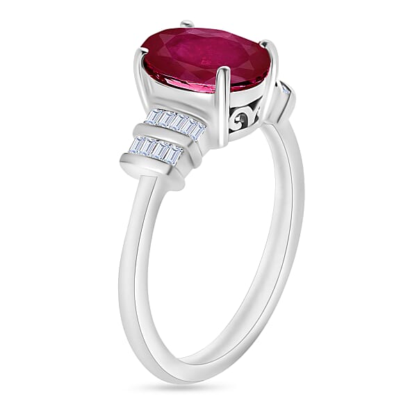 Rhapsody AAAA Mozambique Ruby And E-F VS2 Diamond 2.70 Ctw Ring In 950 Platinum 5.25 Grams