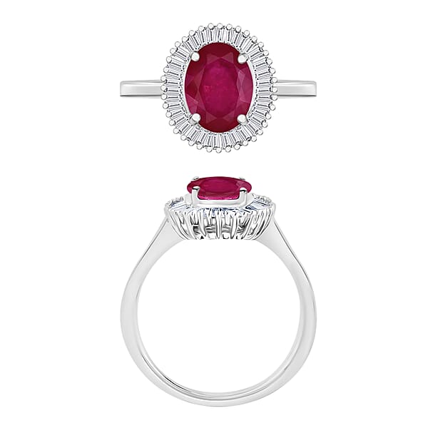 Rhapsody AAAA Mozambique Ruby And E-F VS2 Diamond 1.90 Ctw Ring In 950 Platinum (Del. In 10-12 Days)