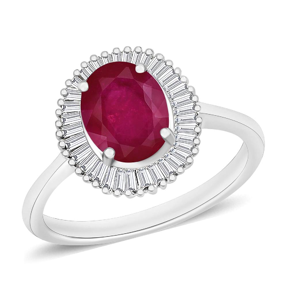 Rhapsody AAAA Mozambique Ruby and E-F VS2 Diamond 1.90 ctw Ring in 950 Platinum (Del. in 10-12 Days)