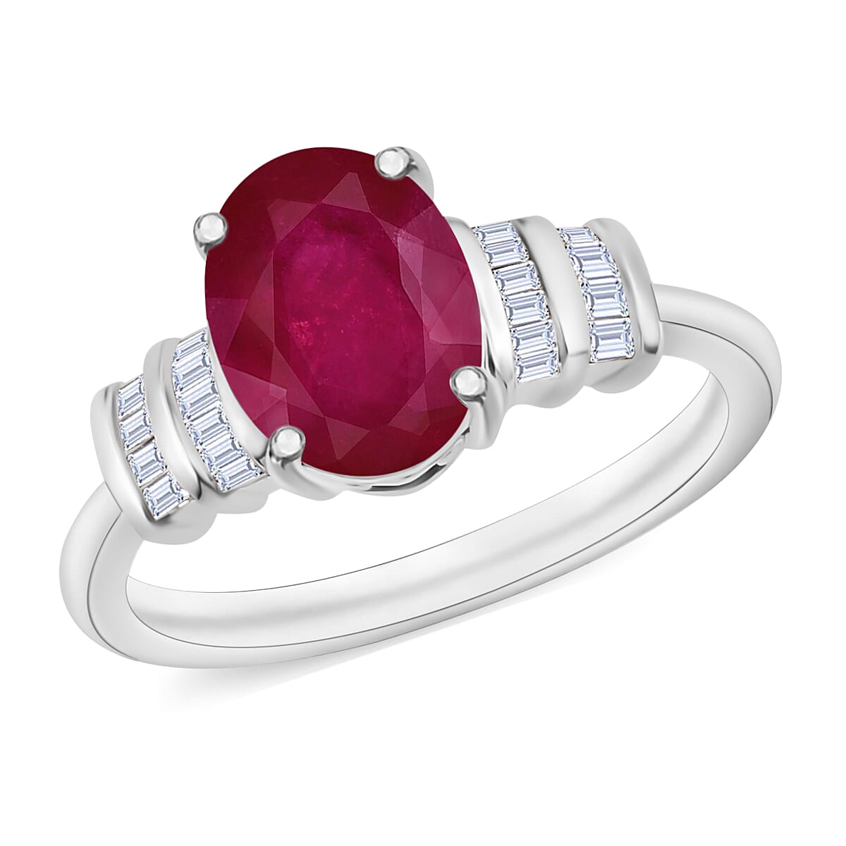 Rhapsody AAAA Mozambique Ruby and E-F VS2 Diamond 2.70 ctw Ring in 950 Platinum 5.25 Grams
