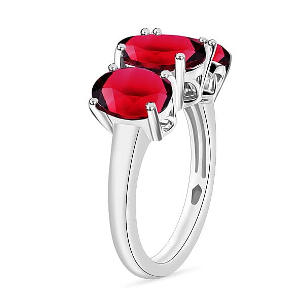 Rhapsody AAAA Ouro Fino Rubellite 5.00 Ctw 3 Stone Ring In 950 Platinum 7.20 Grams (Del. In 10-12 Days)