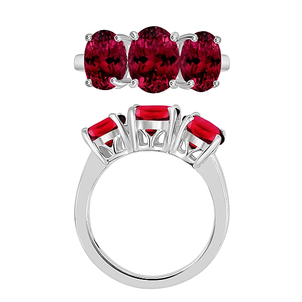 Rhapsody AAAA Ouro Fino Rubellite 5.00 Ctw 3 Stone Ring In 950 Platinum 7.20 Grams (Del. In 10-12 Days)