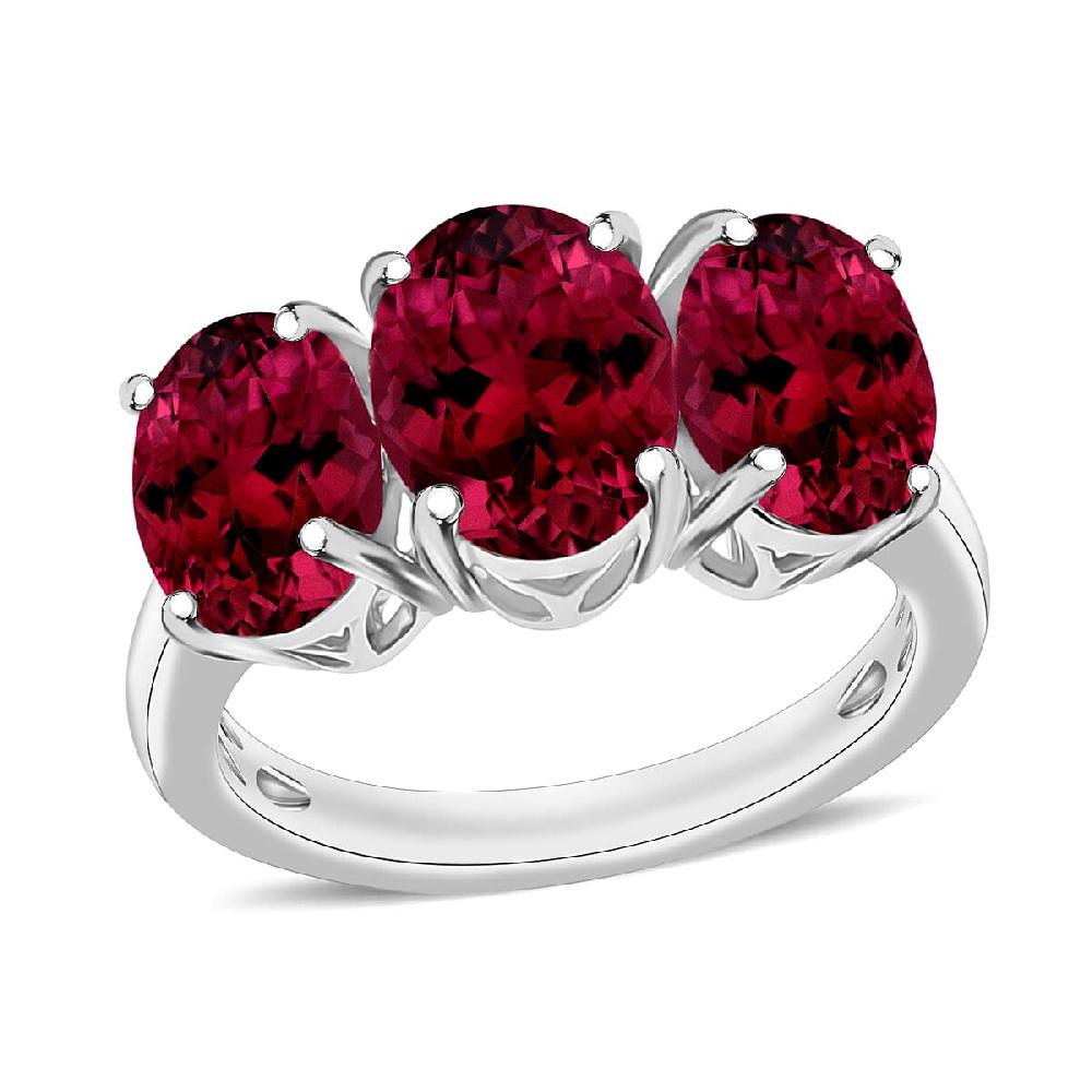 Rhapsody AAAA Ouro Fino Rubellite 5.00 ctw 3 Stone Ring in 950 Platinum 7.20 Grams (Del. in 10-12 Days)