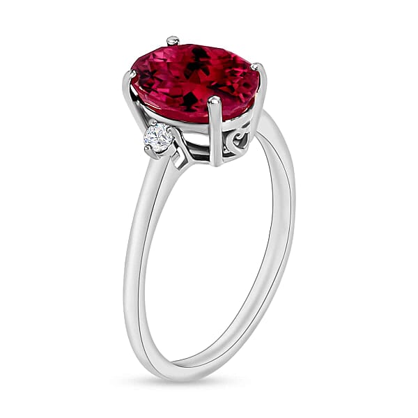 Rhapsody AAAA Ouro Fino Rubellite And E-F VS Diamond 2.50 Ctw Ring In 950 Platinum 5.50 Grams (Del. In 10-12 Days)