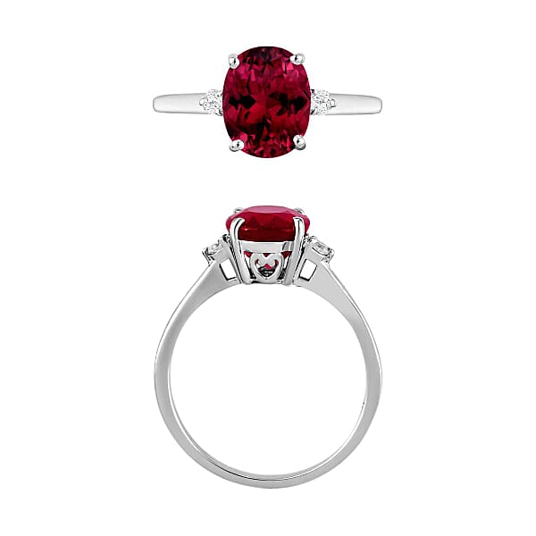 Rhapsody AAAA Ouro Fino Rubellite And E-F VS Diamond 2.50 Ctw Ring In 950 Platinum 5.50 Grams (Del. In 10-12 Days)