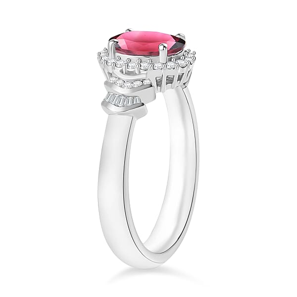 Rhapsody AAAA Ouro Fino Rubellite And E-F VS2 Diamond 1.60 Ctw Ring In 950 Platinum 5 Grams (Del. In 10-12 Days)