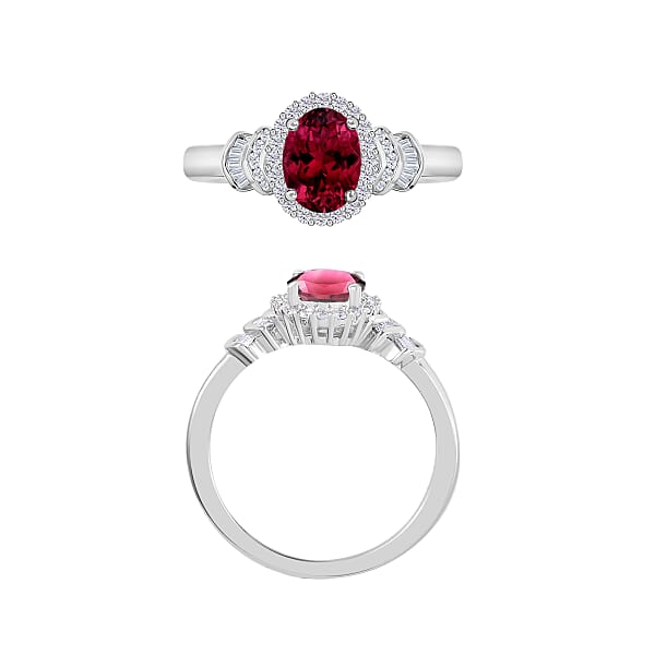 Rhapsody AAAA Ouro Fino Rubellite And E-F VS2 Diamond 1.60 Ctw Ring In 950 Platinum 5 Grams (Del. In 10-12 Days)