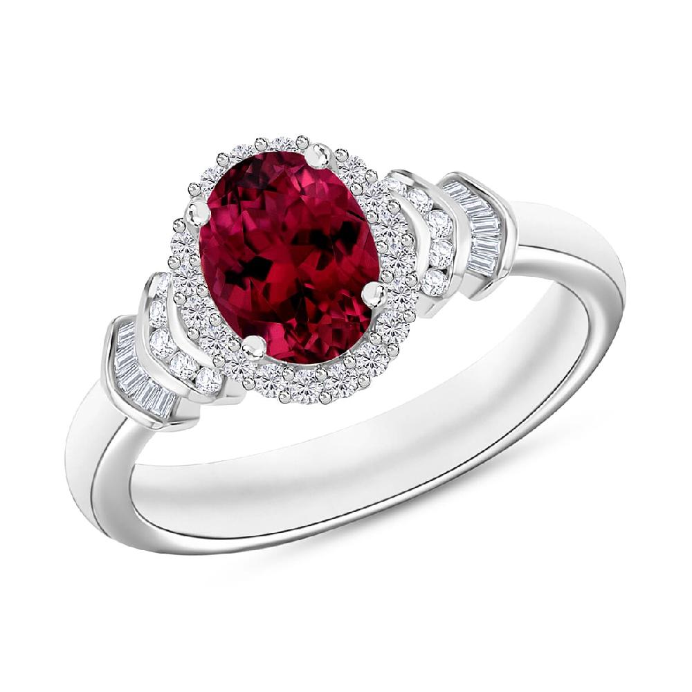 Rhapsody AAAA Ouro Fino Rubellite and E-F VS2 Diamond 1.60 ctw Ring in 950 Platinum 5 Grams (Del. in 10-12 Days)